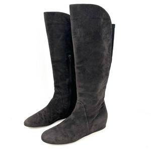 Stuart Weitzman Justmine Grey Suede Hidden Wedge Tall Boots Size 7M